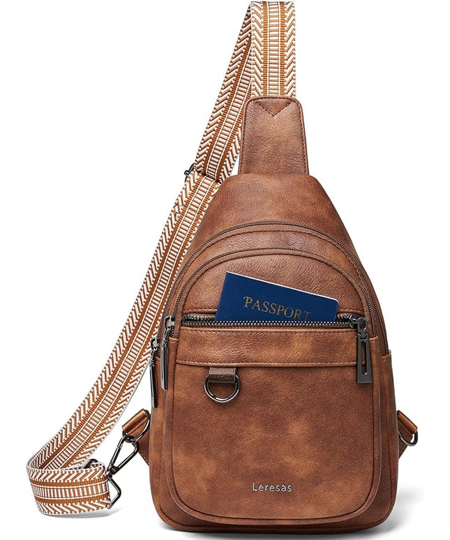 7L Sling Bag for Women Men Vegan Leather Crossbody Bags Fanny Pack Purse Backpack Over Shoulder Bag Travel Anti Theft