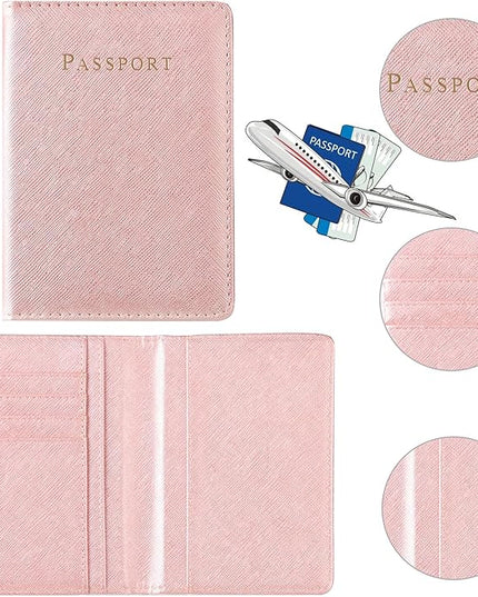 Passport Holder for Travel,Passport Holder with Card Slots Holder,Passport Case,Passport cover for Women and Men,Passport Wallet Travel Essentials and Accessories (With Luggage Tags, Pink and Black)