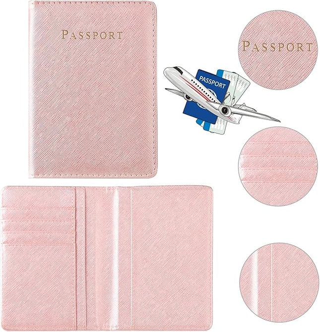 Passport Holder for Travel,Passport Holder with Card Slots Holder,Passport Case,Passport cover for Women and Men,Passport Wallet Travel Essentials and Accessories (With Luggage Tags, Pink and Black)