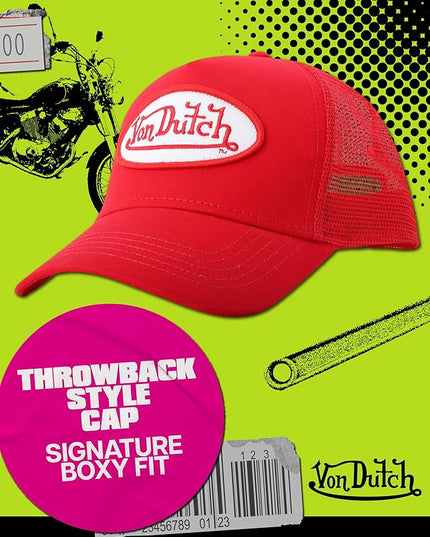 Von Dutch Unisex Trucker Hat - Curved Bill Mesh Back Retro Classic Adjustable Snapback Baseball Cap for Men and Women