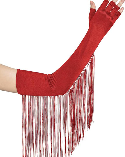 BABEYOND Vintage Long Opera Pageant Gloves - 1920s Fringe Fingerless Elbow Gloves for Costume Party Wedding