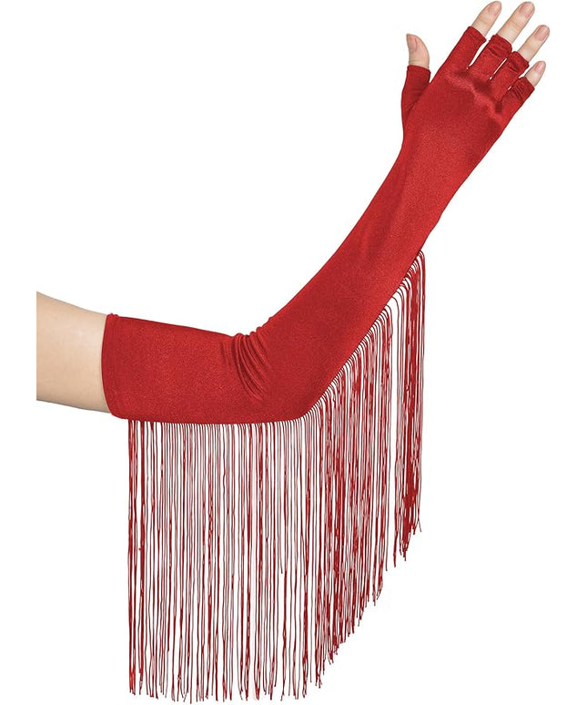 BABEYOND Vintage Long Opera Pageant Gloves - 1920s Fringe Fingerless Elbow Gloves for Costume Party Wedding
