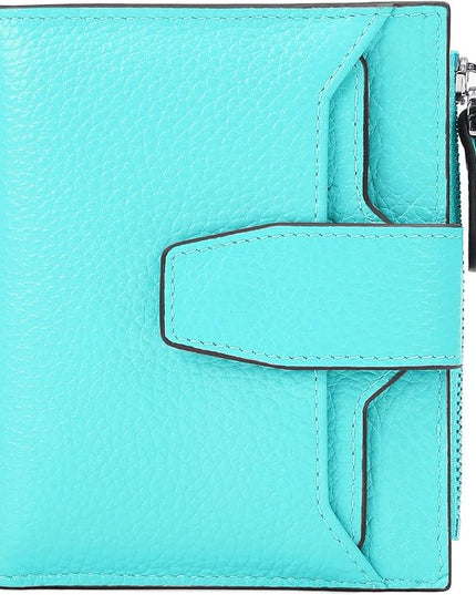 AINIMOER Women's RFID Blocking Leather Small Compact Bi-fold Zipper Pocket Wallet Card Case Purse with id Window
