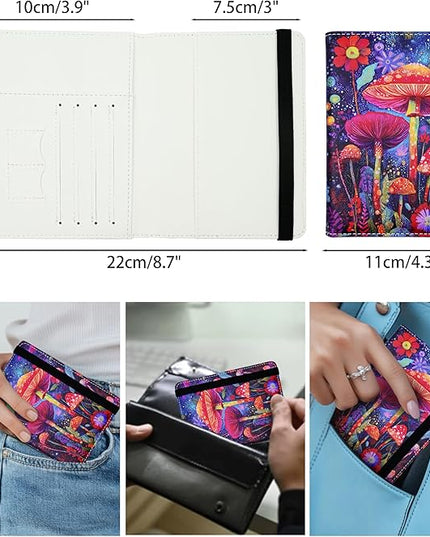 Passport Holder for Women and Men PU Leather Passport Cover for Travel (Mushroom)