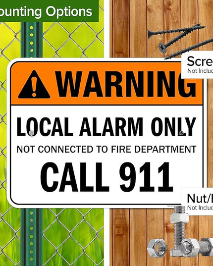 Warning Local Alarm Only Not Connected To Fire Department Call 911 Sign, 18x24 Inches, Rust Free .063 Aluminum, Fade Resistant, Made in USA by My Sign Center