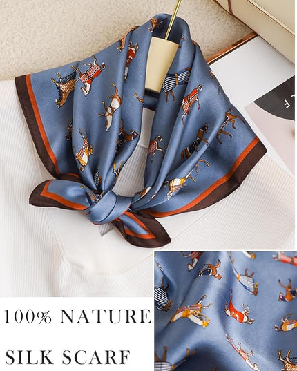 100% Mulberry Silk Scarf for Women Hair Lightweight Square Neckerchief Wrap For Head Scarves 21"