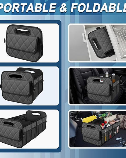 Deosk Car Trunk Organizer for SUV, Car Organizers and Storage with 6 Pocket, Car Accessories for Women/Men 50L Waterproof Polyester Trunk Organizer(Medium,Charcoal)