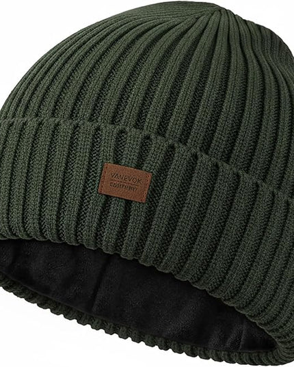 Merino Wool Beanie Hat for Men Women - Thermal Knitted Winter Hat for Large Heads Hiking Running Cap Wrap for Cold Weather