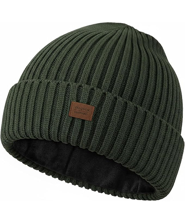 Merino Wool Beanie Hat for Men Women - Thermal Knitted Winter Hat for Large Heads Hiking Running Cap Wrap for Cold Weather