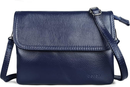 befen Genuine Leather Small Crossbody Bags for Women Cell Phone Bag Cross Body Purses,Silver Zipper