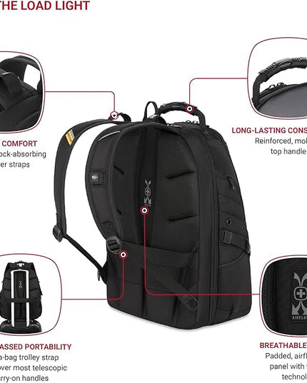 SwissGear 1900 Scansmart TSA 17 Laptop Backpack, Black/Gold, 19-Inch