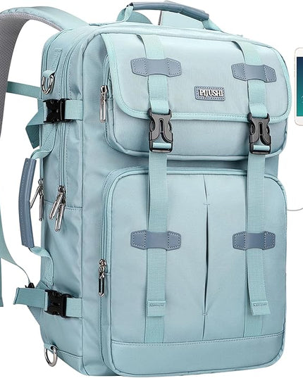 PIJUSHI Carry on Travel Backpack for Women Convertible Duffle Bag Flight Approved Luggage Backpack Fit 16 Inch Laptop(PE053 Teal Blue)