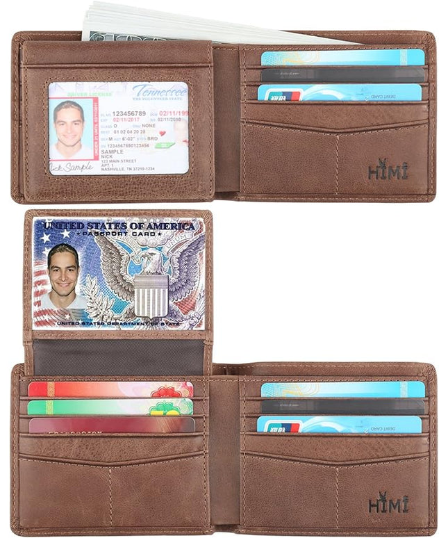 Wallet for Men-Genuine Leather RFID Blocking Bifold Stylish Wallet With 2 ID Window