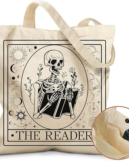Aesthetic Tote Bag for Women- with Magnetic Buckle and Zipper Inner Pocket Cloth Cotton Canvas Tote Bags
