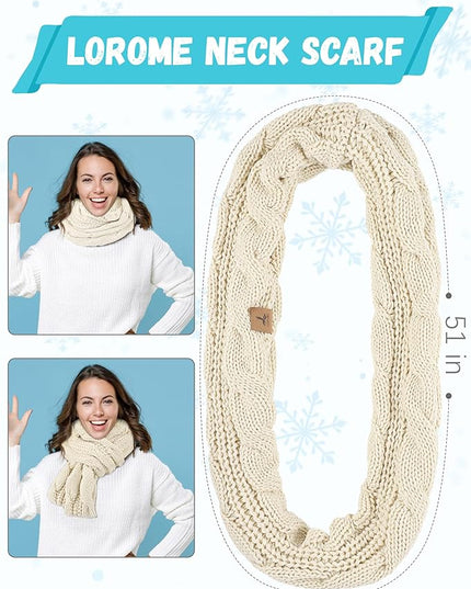 Winter Beanie Hat Scarf Gloves, Warm Fleece Knit Hats Touch Screen Gloves Neck Scarf Set Winter Gifts for Unisex Adult
