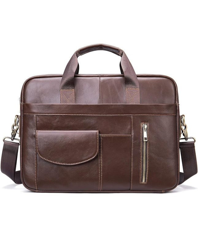 Genuine Leather Business Briefcase Laptop Handbag, Crossbody, Premium Quality, Spacious Design, Versatile Carrying Options