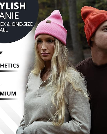 Urban Effort Beanie for Men Women – Warm Acrylic Unisex Knit Winter Hats for Men, Soft Stretch Fit, Classic Streetwear Style