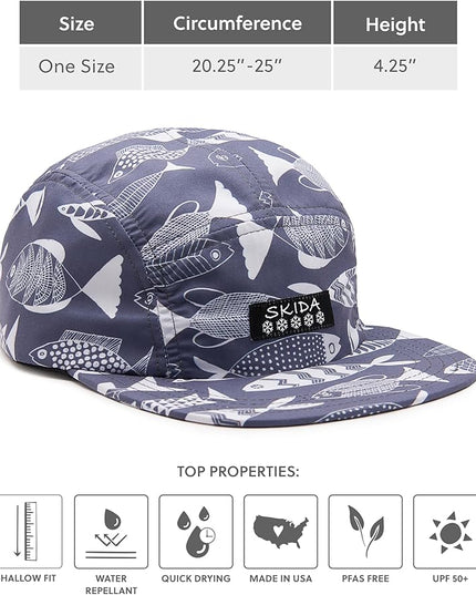 Skida 5 Panel Cap Outdoor UPF Sun Protection Wide Brim Camp Hat Running, Hiking, Golf, Pickleball, Beach Outings
