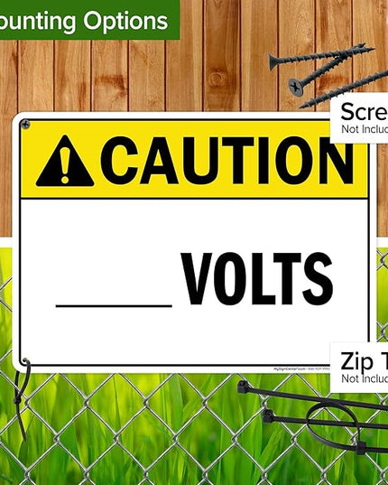 Caution Volts Sign, 10x14 Inches, Rust Free .040 Aluminum, Fade Resistant, Made in USA by My Sign Center
