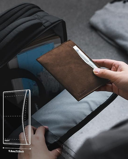 VULKIT Passport Cover Ultra Slim Design Leather Passport Sleeve RFID Blocking with 2 Card Slots, Anti-Theft Travel Essentials