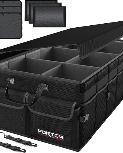 FORTEM Trunk Organizer For SUV Car Trunk Organizer, Foldable Storage, Car Accessories for Women Men, Collapsible Bag, Perfect Christmas Gifts, 600D Oxford, Non Slip Bottom, Straps, Soft Cover (85L)