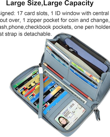 Lavemi Small Compact Women Wallet RFID Blocking Genuine Leather Bifold Purse with ID Windows