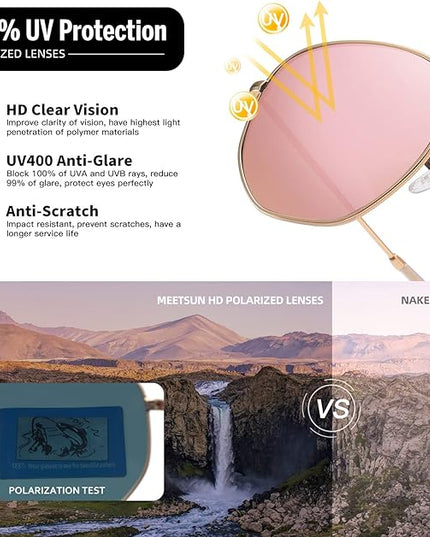 MEETSUN Polarized Hexagon Sunglasses for Women Men Polygon Square Sun Glasses UV400 Protection Metal Frame