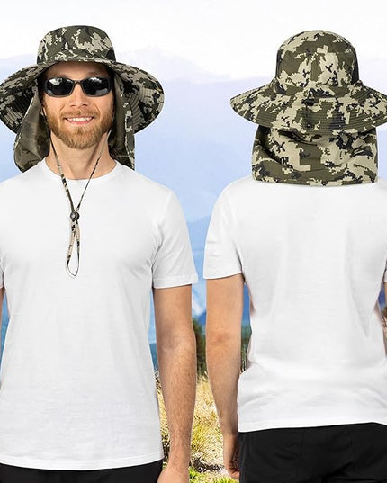 SUN CUBE Wide Brim Sun Hat Men Women, Fishing Hats Sun UV Protection, Mens Hiking Bucket Hat Safari Beach Boonie, UPF 50+
