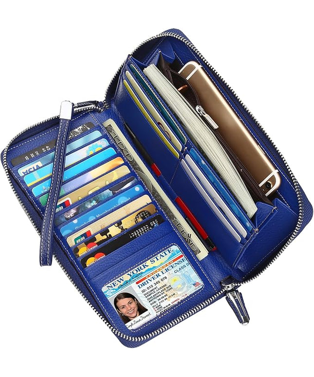 Lavemi Small Compact Women Wallet RFID Blocking Genuine Leather Bifold Purse with ID Windows