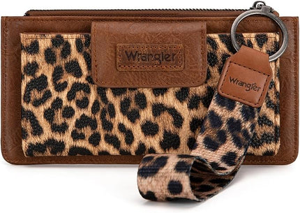 Montana West X Wrangler Wallet for Women Ladies Female Card Cases & Money Organizers Wristlet with Wallet Large Clutch with Coin Purse Smooth Zipper and Rfid Lining