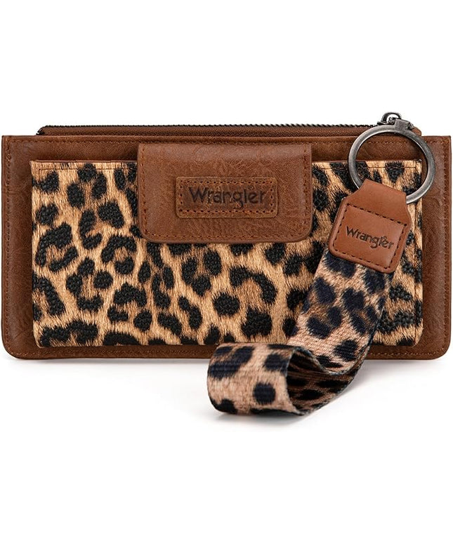 Montana West X Wrangler Wallet for Women Ladies Female Card Cases & Money Organizers Wristlet with Wallet Large Clutch with Coin Purse Smooth Zipper and Rfid Lining