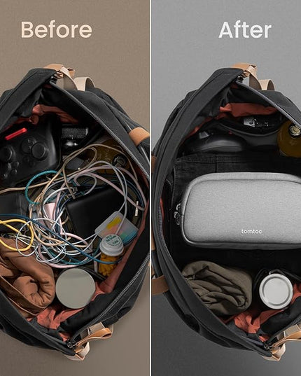 tomtoc Electronics Organizer Travel Case, Water Resistant Travel Bag Cable Organizer for Essentials, Tech Pouch Accessories Carry Storage for Cord, Phone, Cables, Airpods, USB Flash Drive, Daily Items