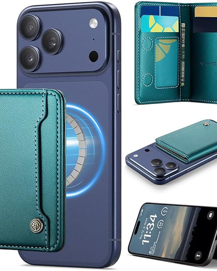 Vinich for MagSafe Wallet Magnetic RFID Blocking Card Holder Compatible with MagSafe Phones and Cases, Strong Magnet Minimalist Phone Wallet for iPhone 17/16/15/14/13/12/Pro/Max/Plus, Bluish Green
