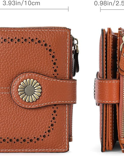 SENDEFN Small Womens Wallet Leather Bifold Card Holder RFID Blocking with Zipper Coin Pocket