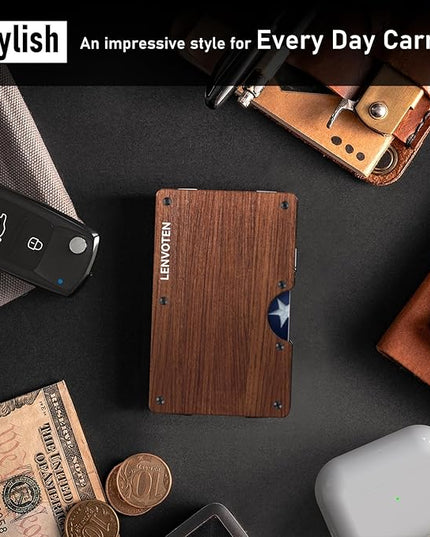 Lenvoten Extra Durable Hinged Minimalist Wallet for Men | Slim Metal RFID Blocking Wallet | Credit Card Holder & Money Clip Holds 20 Cards | Premium Scratch-Resistant Finish | Ideal Gift for Men