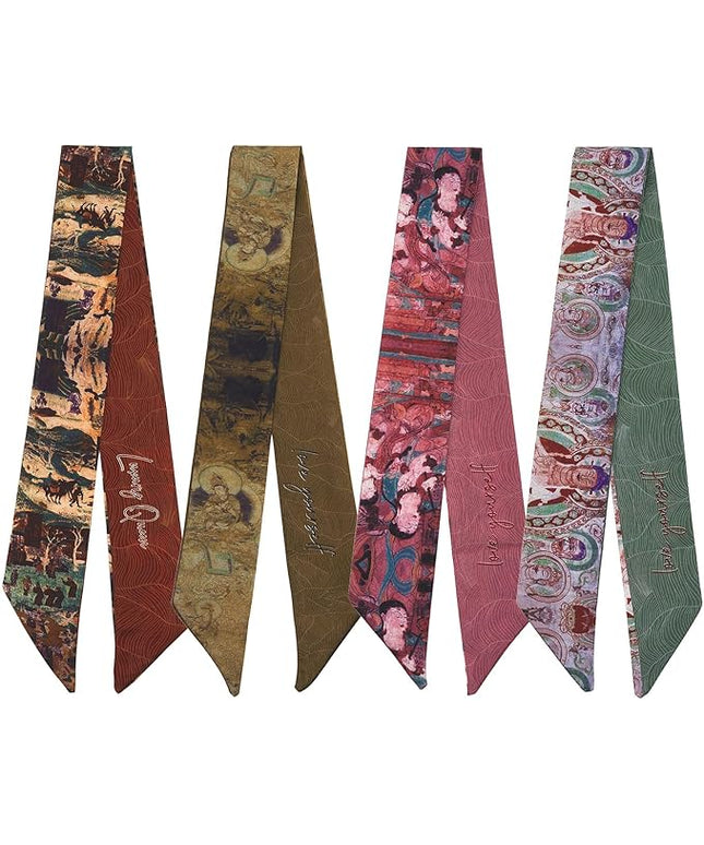 4 Pack Purse Scarf Handbags Skinny Twill Hair Scarves Narrow Neck Scarf Band Women Fashion Accessories Bag Charms