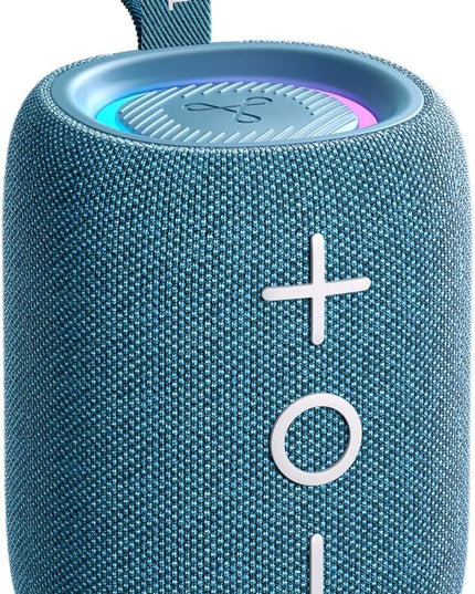Tribit Portable Bluetooth Speaker StormBox Mini+, 12W Shower Speaker with 360°Surround Sound, 12H Playtime, Custom EQ, BT5.4, IPX7 Waterproof, RGB Lights, Type-C, AAC/SBC, TWS, Party/Beach/Gift (Blue)