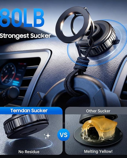 Temdan for Car Phone Holder for Magsafe [80+LBS Strongest Suction] 360° Adjustable Car Phone Mount, Phone Holders for Your Car for iPhone 17 Pro Max 16 15 14 13 12 Air Plus,Space Gray