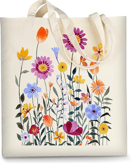 AUSVKAI Canvas Tote Bag for Women, Aesthetic Cute Grocery Grocery Reusable Cotton Gift Bag for Shooping Beach Trendy Gifts