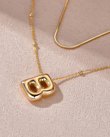 LUCA SMITH Initial Necklaces for Women, Dainty Balloon Bubble Letter, Name Letter Alphabet Pendant Layered Choker Chain Jewelry Gift