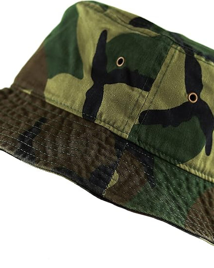 The Hat Depot Bucket Hat - Unisex 100% Cotton & Denim UPF 50 Packable Summer Travel Beach Sun Hat