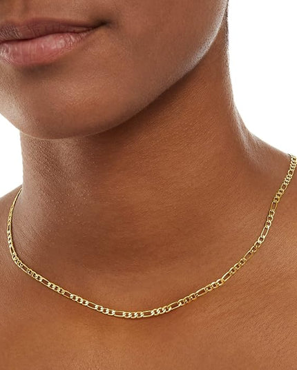 Amazon Essentials 14k Gold or Sterling Silver Plated Figaro Chain Necklace