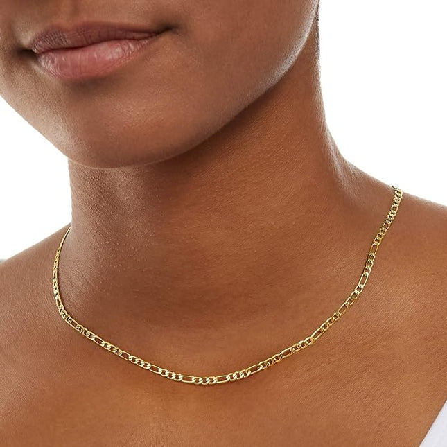 Amazon Essentials 14k Gold or Sterling Silver Plated Figaro Chain Necklace