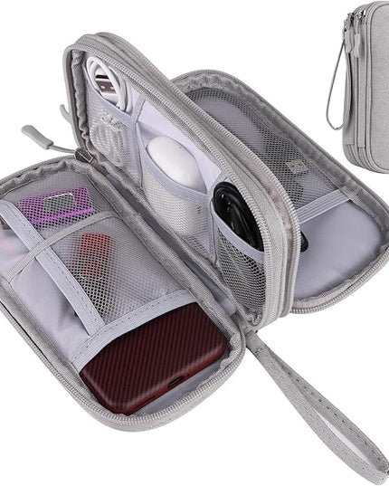 JIAKAI Travel Cable Organizer - Electronics Accessories Bag(Double Layer - Grey)