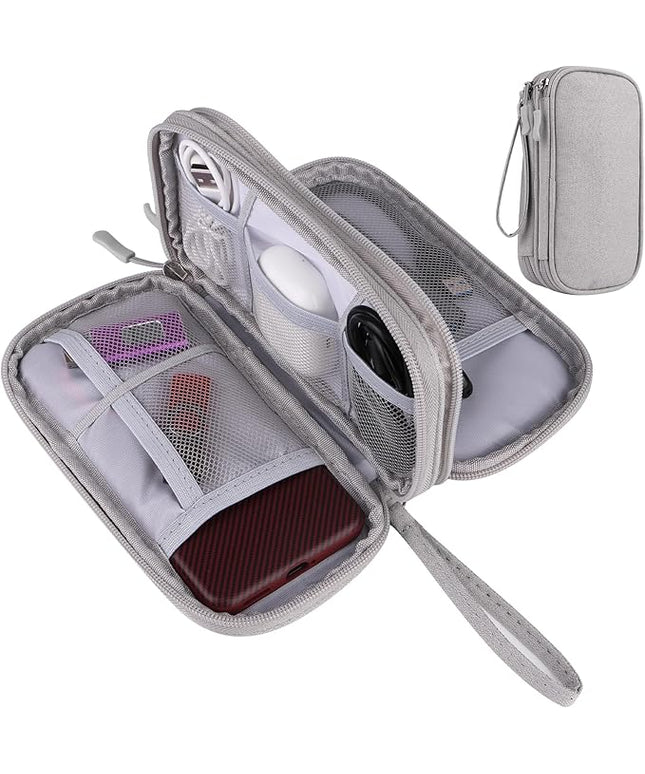 JIAKAI Travel Cable Organizer - Electronics Accessories Bag(Double Layer - Grey)