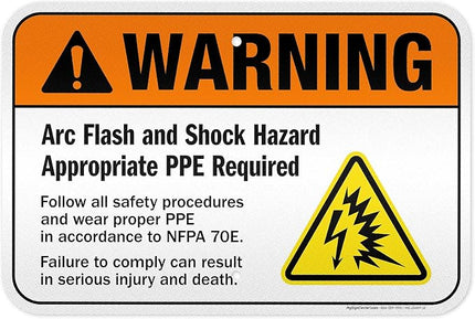 Warning Arc Flash And Shock Hazard Appropriate PPE Required Sign, 12x18 Inches, 3M EGP Reflective .063 Aluminum, Fade Resistant, Made in USA by My Sign Center