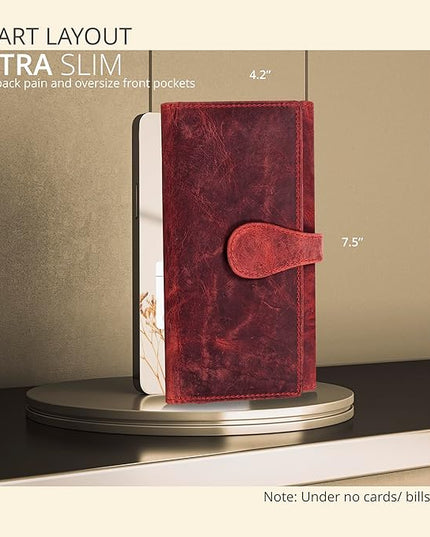 Real Leather Women Wallet Leather with RFID Blocking -Trifold Card Holder Designer Ladies Clutch with ID Window Wallets