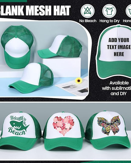10 Pcs Sublimation Blank Trucker Hats Bulk Mesh Baseball Cap Polyester Mesh Trucker Hat for Men and Women