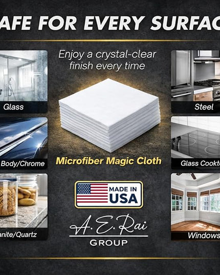 Microfiber Magic Streak Free Cleaning Cloth 6 Pack Clean Any Surface With Just Water Eco Friendly Environmentally Safe Perfect for Window, Mirror, Kitchen, Counters, Appliances, Car, Cycle, TV Screen
