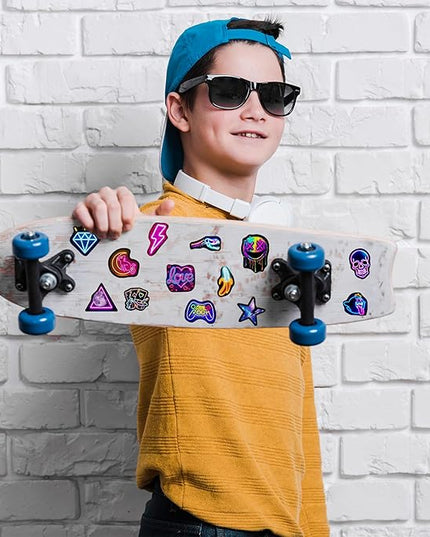 Neon Water Bottle Stickers for Kids, 70 Pcs Waterproof Vinyl Laptop Decals, Teens Girls Boys Adults Phone Case Skateboard Luggage Decor